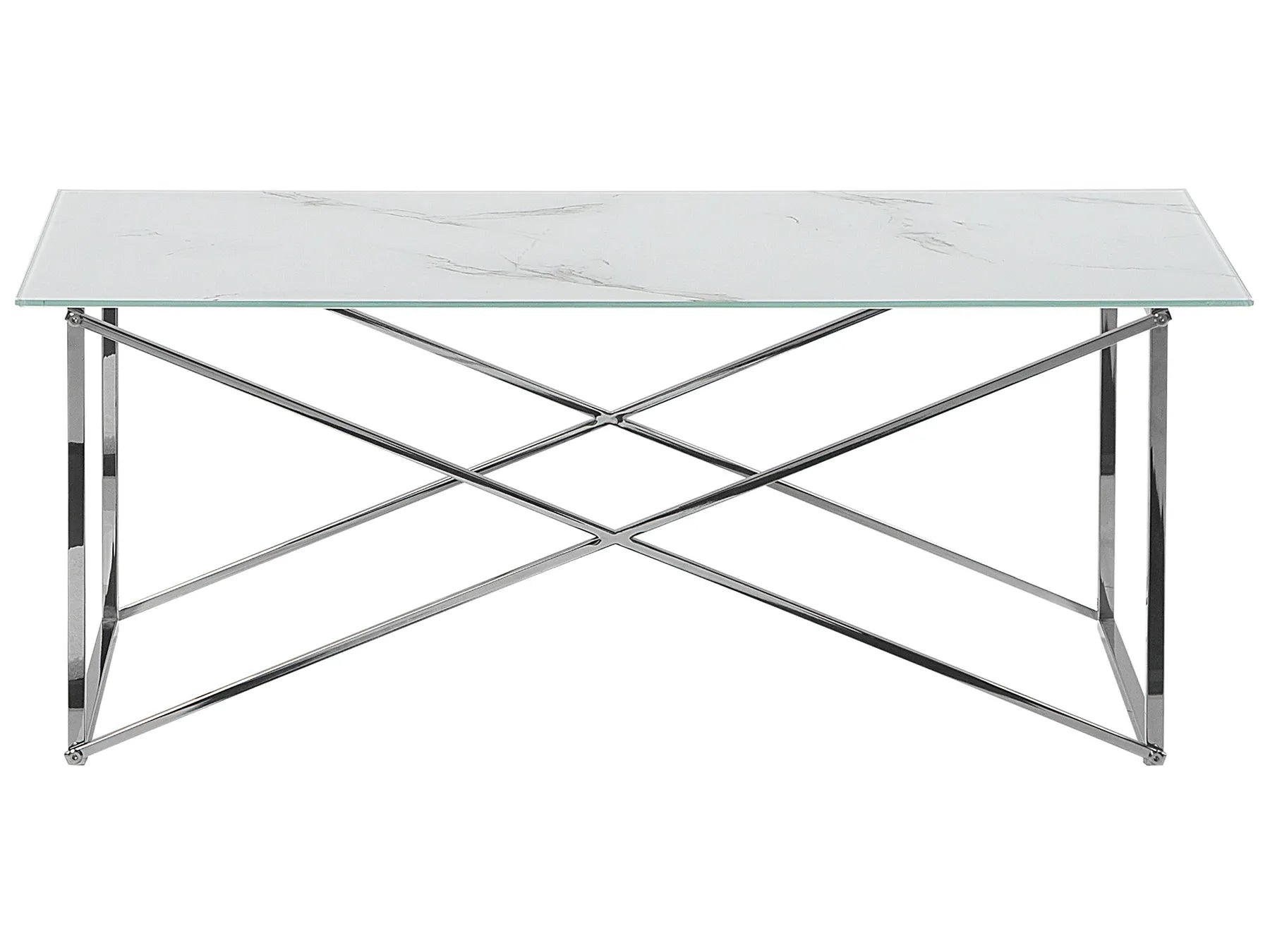 Coffee Table EMPORIA Tempered Glass Marble/ Silver
