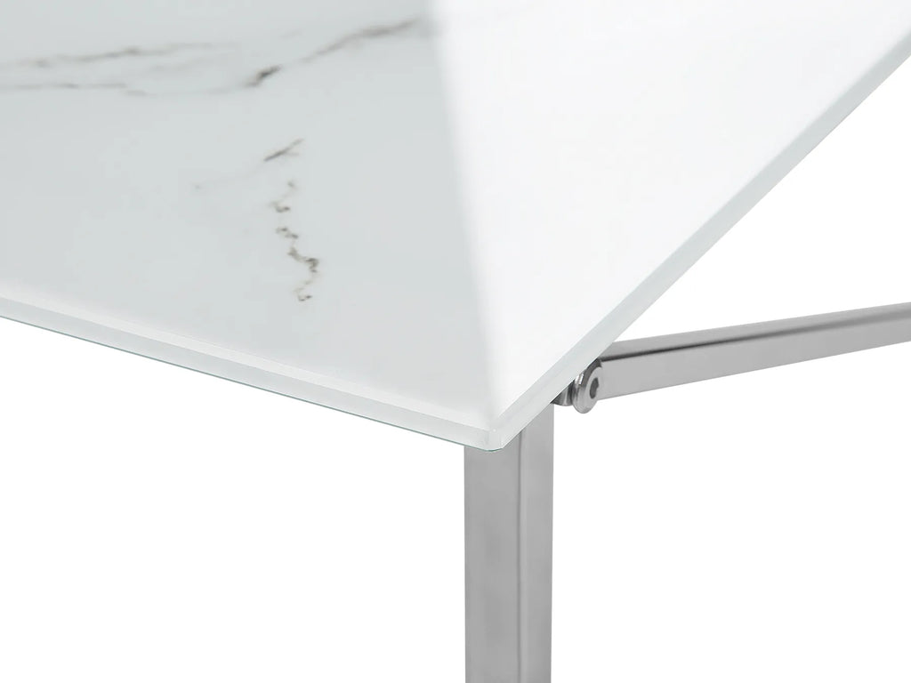 Coffee Table EMPORIA Tempered Glass Marble/ Silver