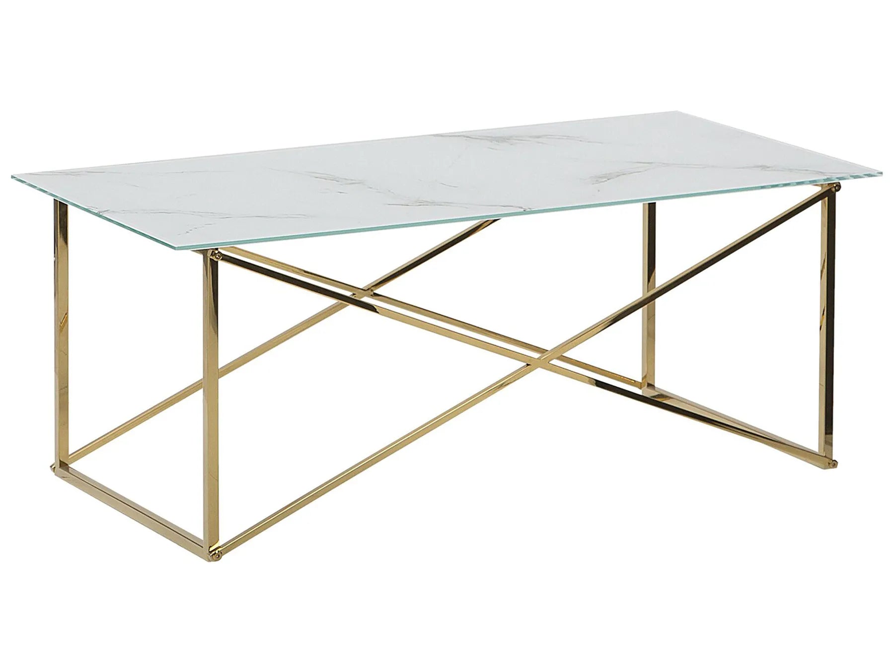 Coffee Table EMPORIA Tempered Glass Marble/ Gold