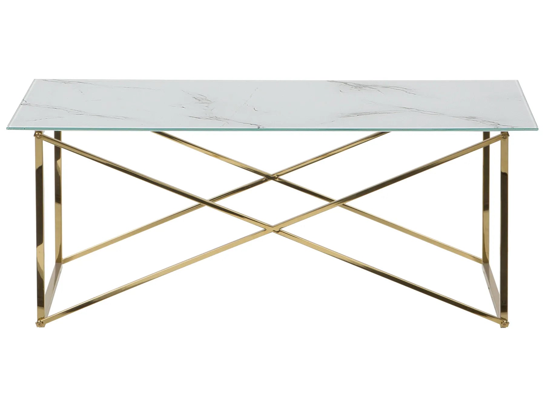 Coffee Table EMPORIA Tempered Glass Marble/ Gold