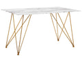 Dining Table KENTON White Marble 140 cm 80 cm Tempered Glass