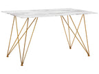 Dining Table KENTON White Marble 140 cm 80 cm Tempered Glass