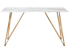 Dining Table KENTON White Marble 140 cm 80 cm Tempered Glass