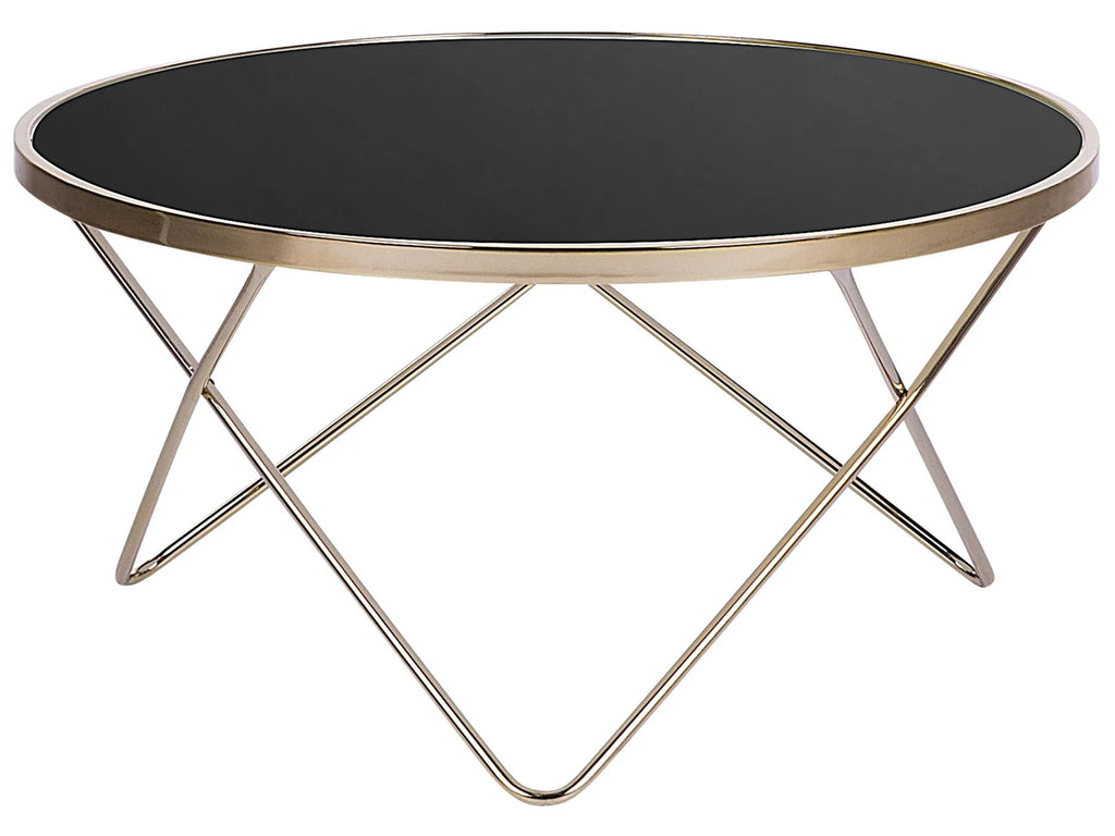 Coffee Table MERIDIAN Tempered Glass Black/ Gold