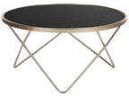 Coffee Table MERIDIAN Tempered Glass Black/ Gold