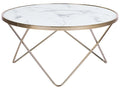 Coffee Table MERIDIAN Tempered Glass Marble/ Gold