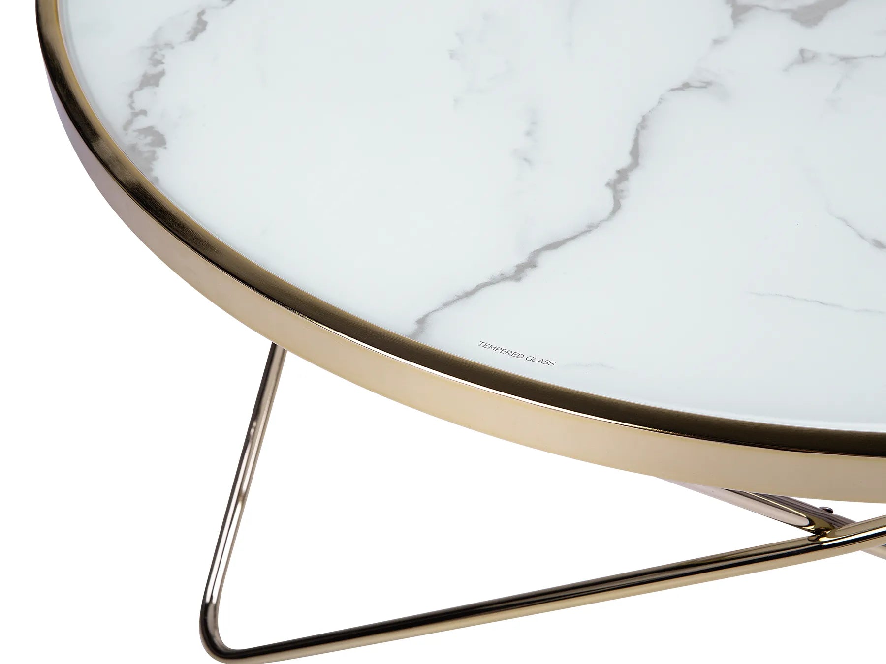 Coffee Table MERIDIAN Tempered Glass Marble/ Gold