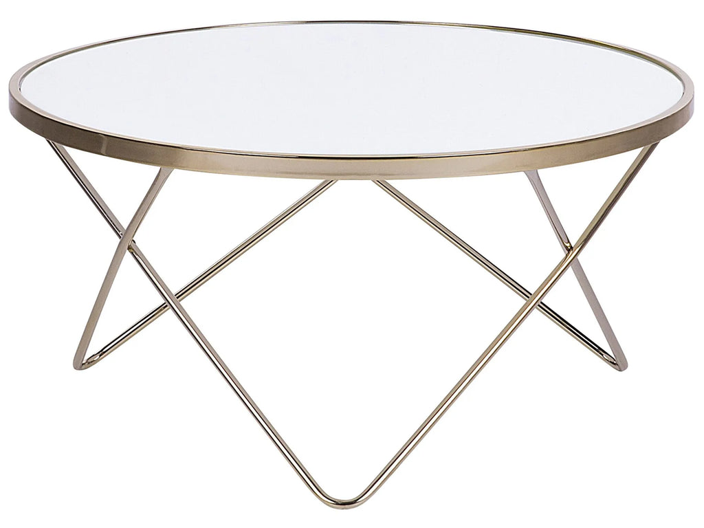 Coffee Table MERIDIAN Tempered Glass White/ Gold