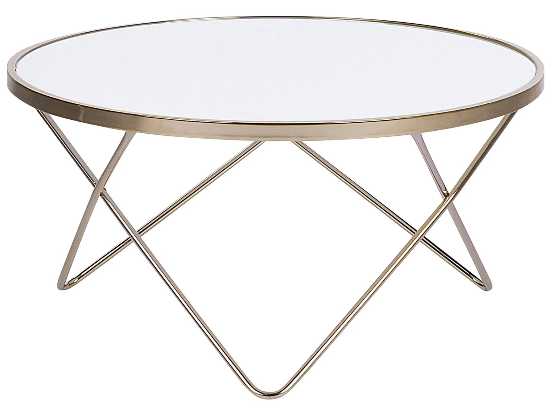Coffee Table MERIDIAN Tempered Glass White/ Gold