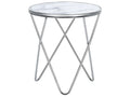 Side Table MERIDIAN Tempered Glass Marble/ Silver