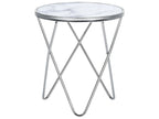 Side Table MERIDIAN Tempered Glass Marble/ Silver