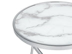 Side Table MERIDIAN Tempered Glass Marble/ Silver