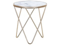 Side Table MERIDIAN Tempered Glass Marble/ Gold