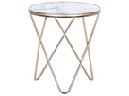 Side Table MERIDIAN Tempered Glass Marble/ Gold