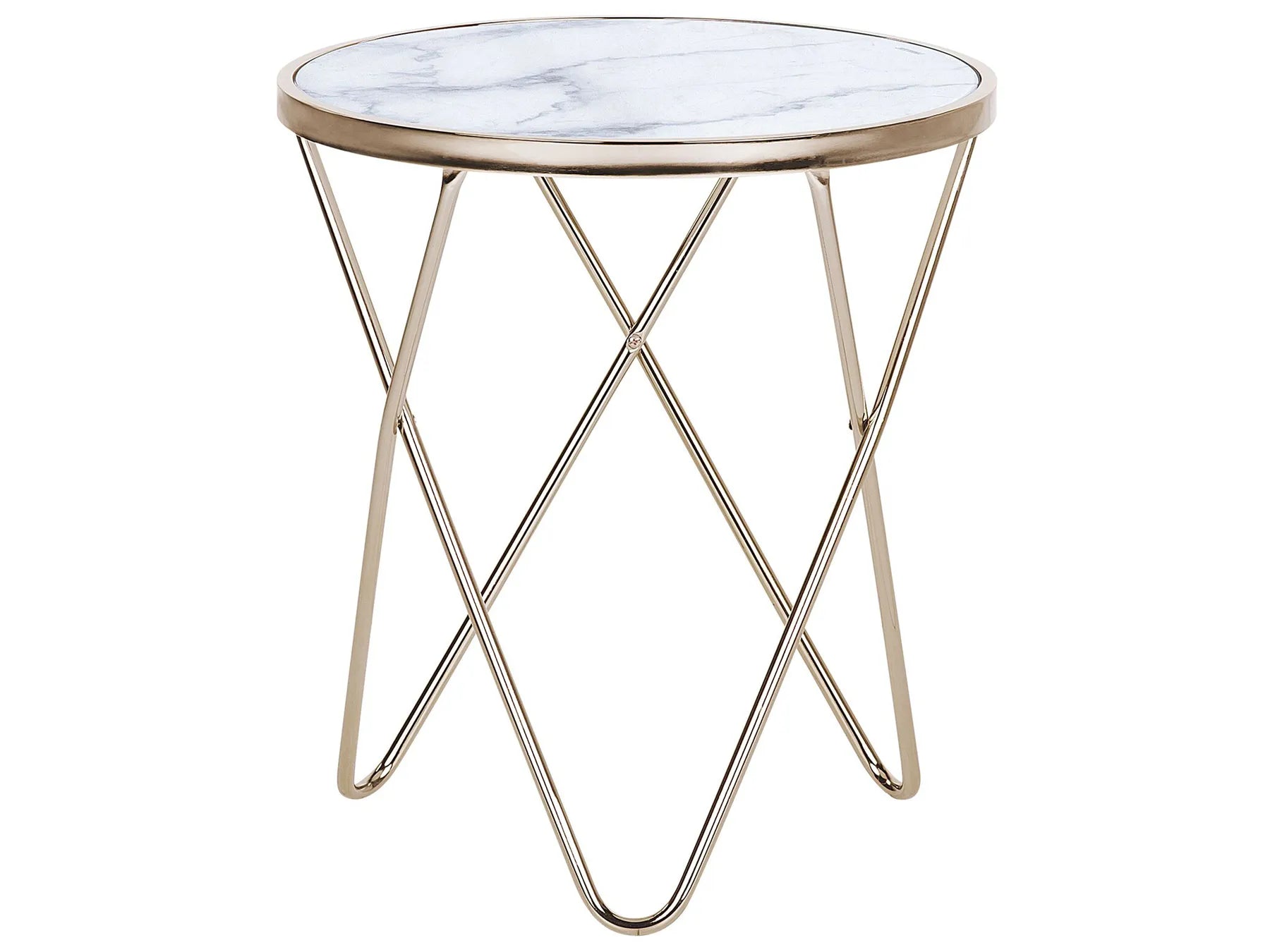Side Table MERIDIAN Tempered Glass Marble/ Gold