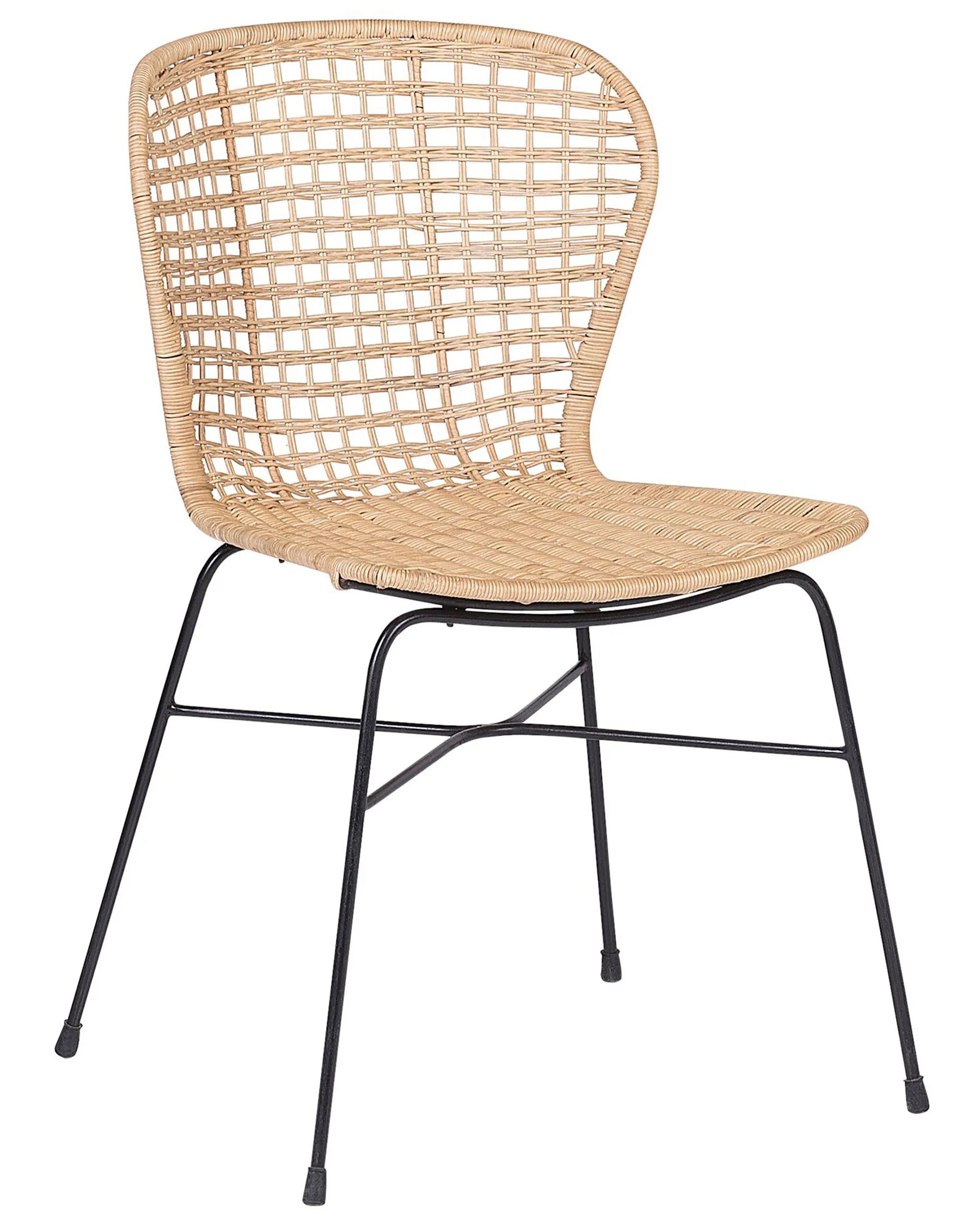 Set of 2 Dining Chairs ELFROS Rattan Natural