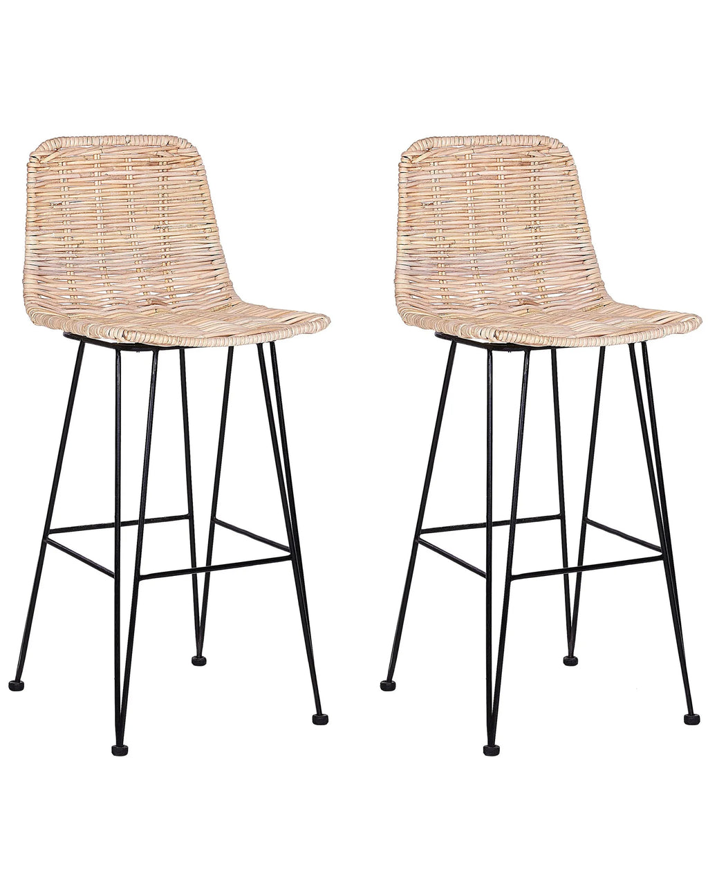 Set of 2 Bar Chairs CASSITA Rattan Natural