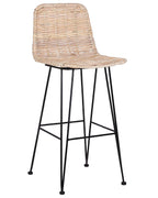 Set of 2 Bar Chairs CASSITA Rattan Natural