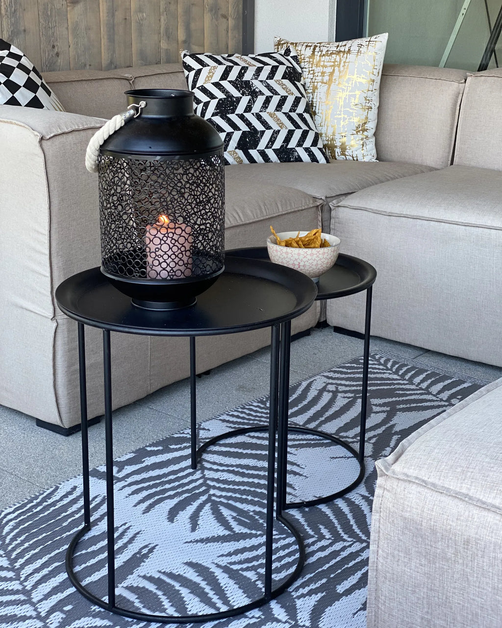 Set of 2 Side Tables TWINS Metal Black