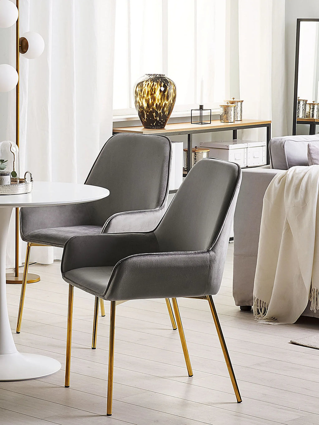 Set of 2 Dining Chairs LOVERNA Velvet Grey