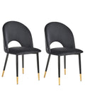 Set of 2 Dining Chairs MAGALIA Velvet Black