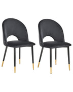 Set of 2 Dining Chairs MAGALIA Velvet Black
