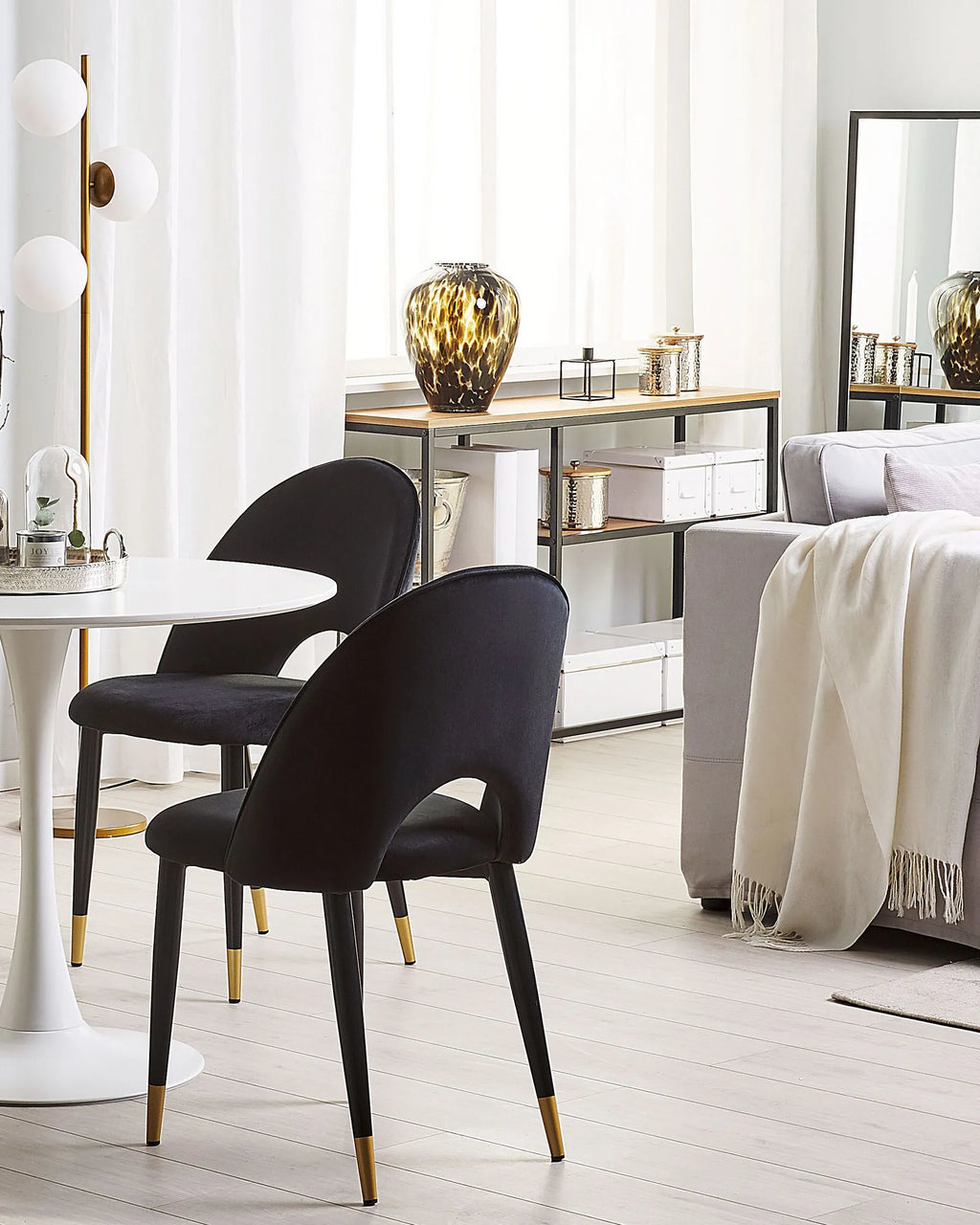 Set of 2 Dining Chairs MAGALIA Velvet Black