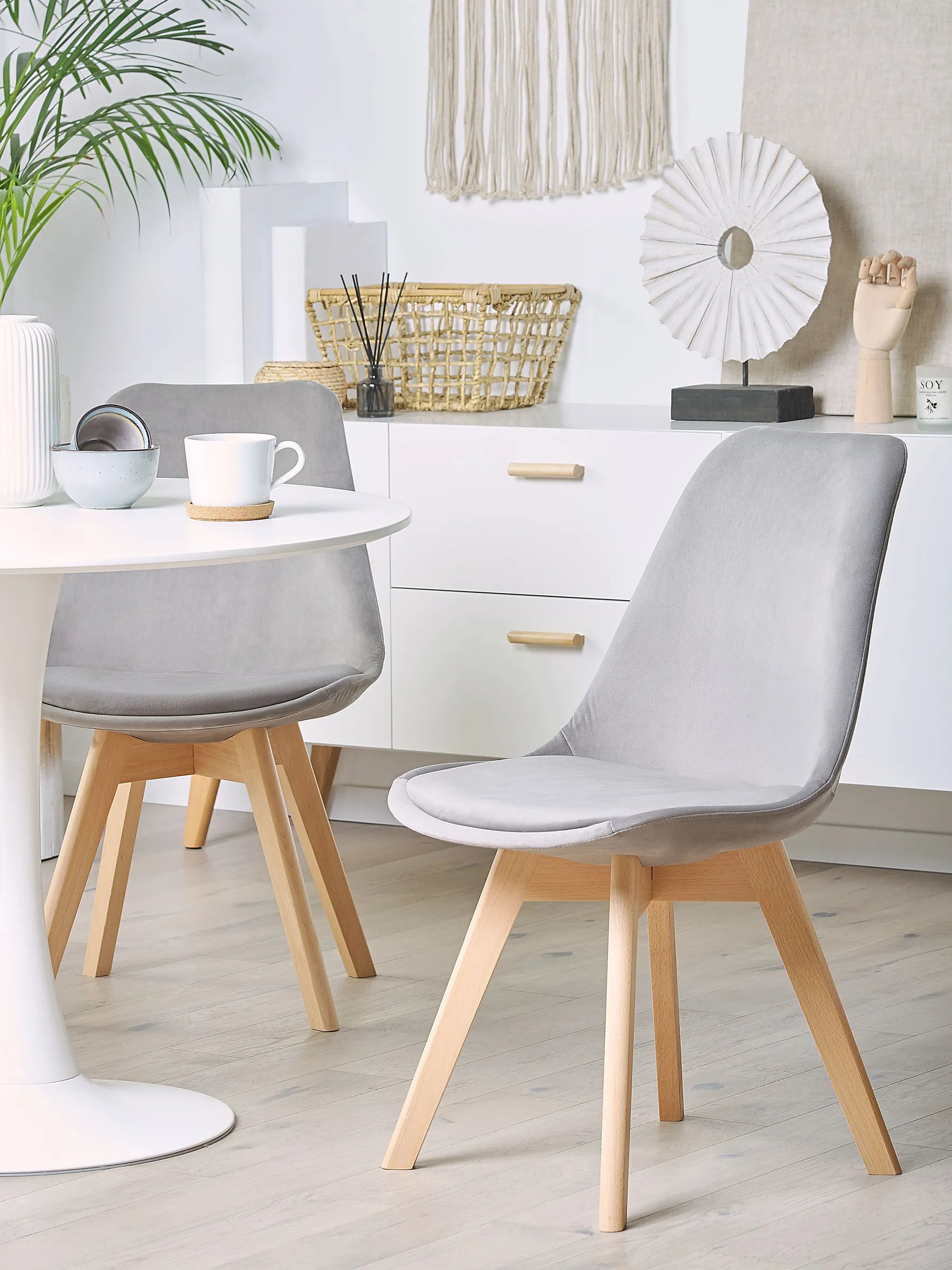 Set of 2 Dining Chairs DAKOTA II Velvet Grey