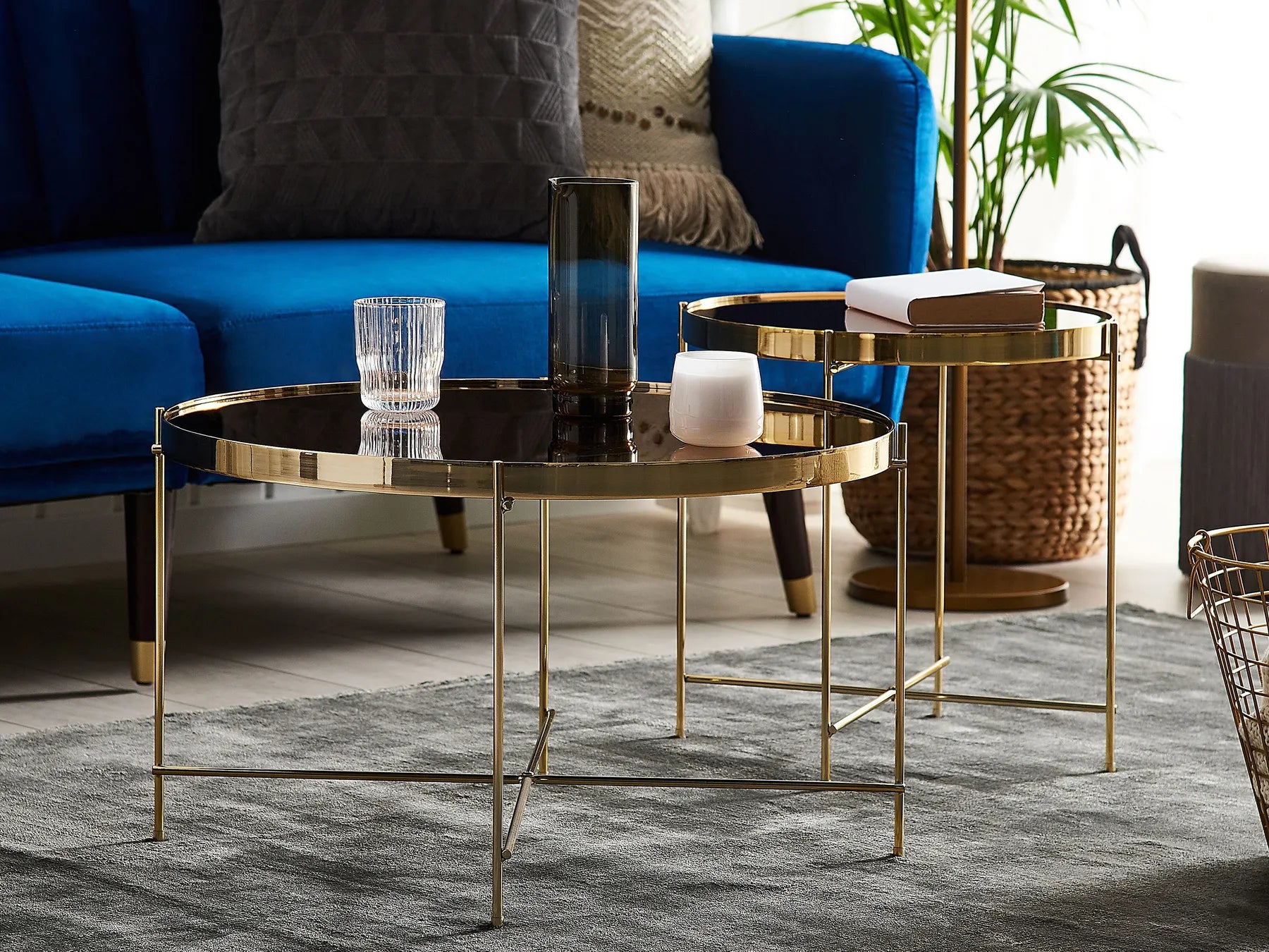 Side Table LUCEA Tempered Glass Gold