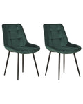 Set of 2 Dining Chairs MELROSE Velvet Dark Green