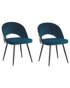 Set of 2 Dining Chairs VIVIAN Velvet Sea Blue