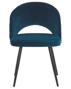 Set of 2 Dining Chairs VIVIAN Velvet Sea Blue