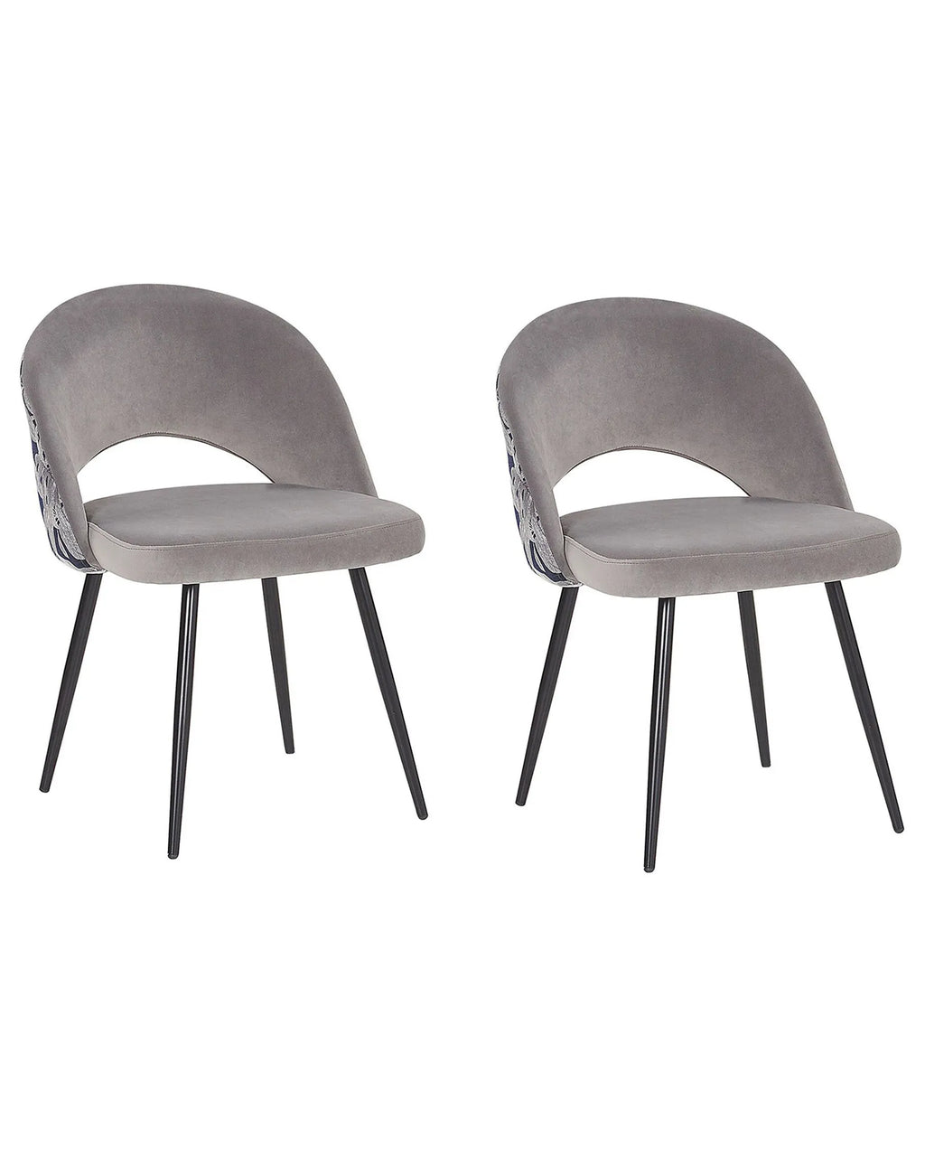 Set of 2 Dining Chairs VIVIAN Velvet Grey