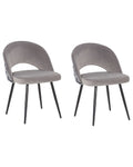 Set of 2 Dining Chairs VIVIAN Velvet Grey