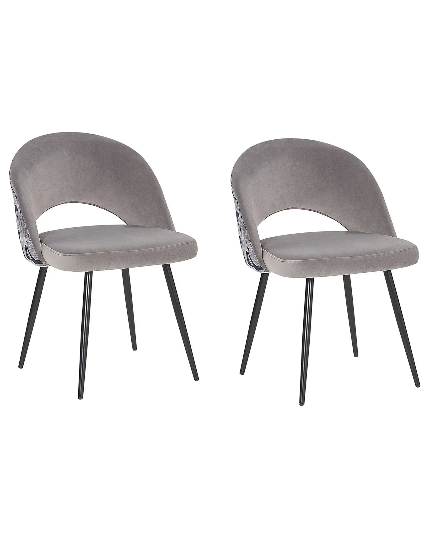 Set of 2 Dining Chairs VIVIAN Velvet Grey