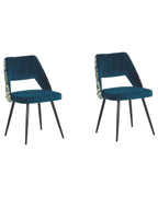 Set of 2 Dining Chairs ENDA Velvet Sea Blue — main product view