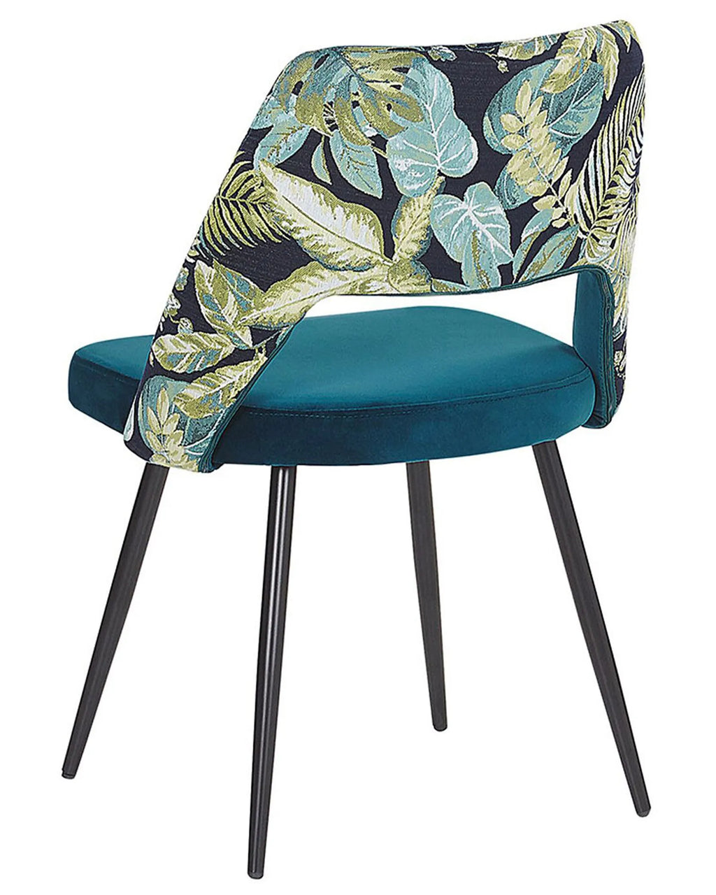 Set of 2 Dining Chairs ENDA Velvet Sea Blue — angled product view