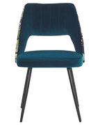 Set of 2 Dining Chairs ENDA Velvet Sea Blue — front product view
