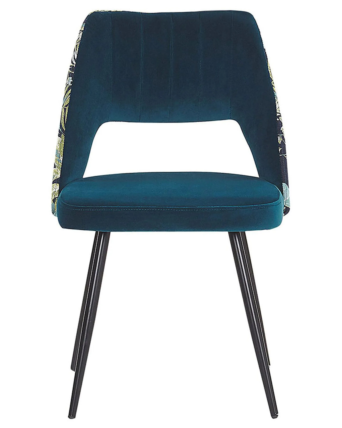 Set of 2 Dining Chairs ENDA Velvet Sea Blue — front product view