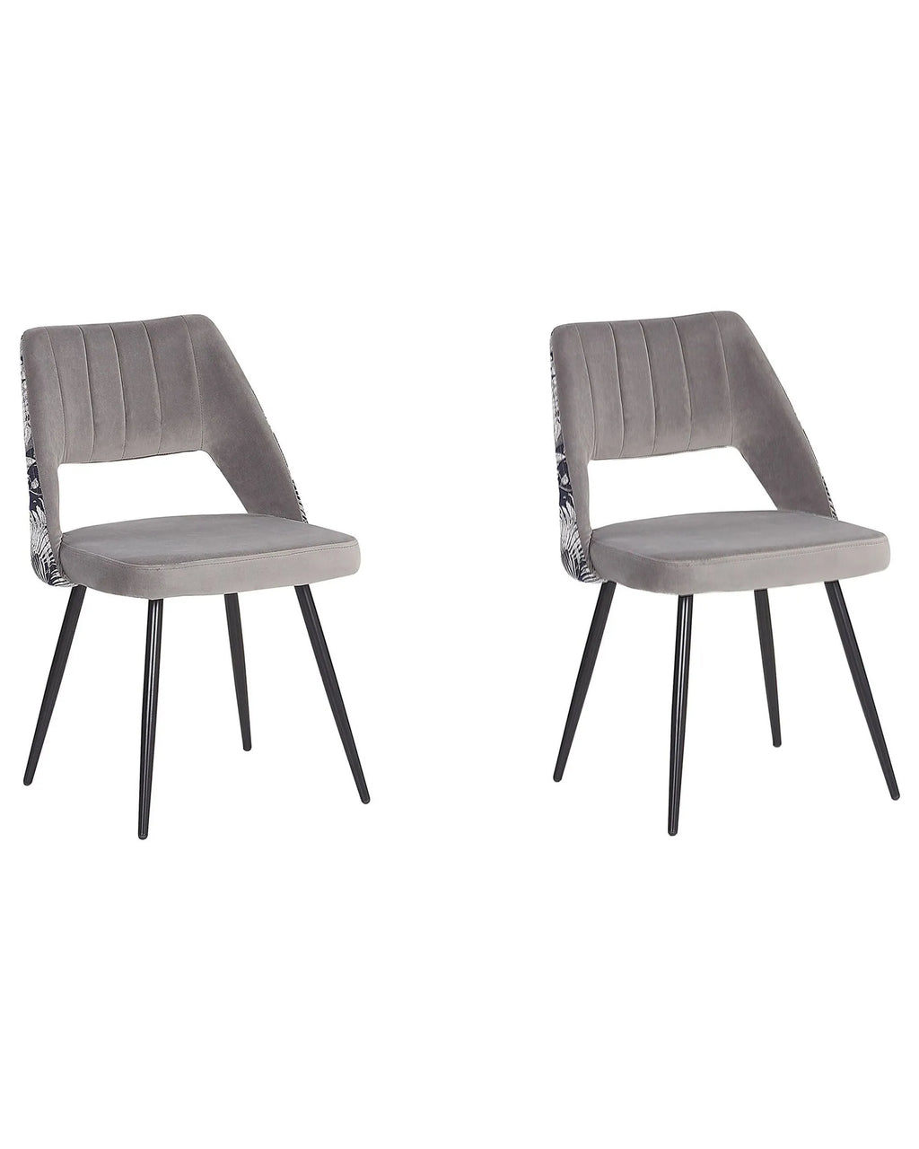 Set of 2 Dining Chairs ANSLEY Velvet Grey