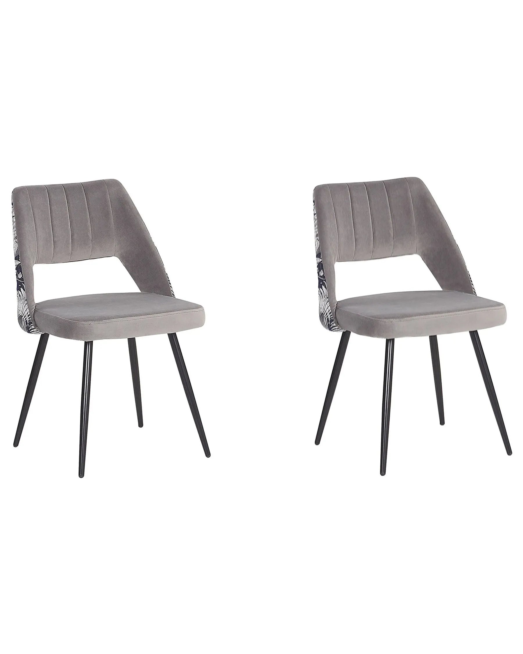 Set of 2 Dining Chairs ANSLEY Velvet Grey