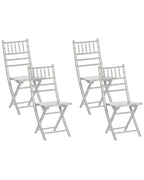 Set of 4 Dining Chairs Folding MACHIAS Beechwood Silver