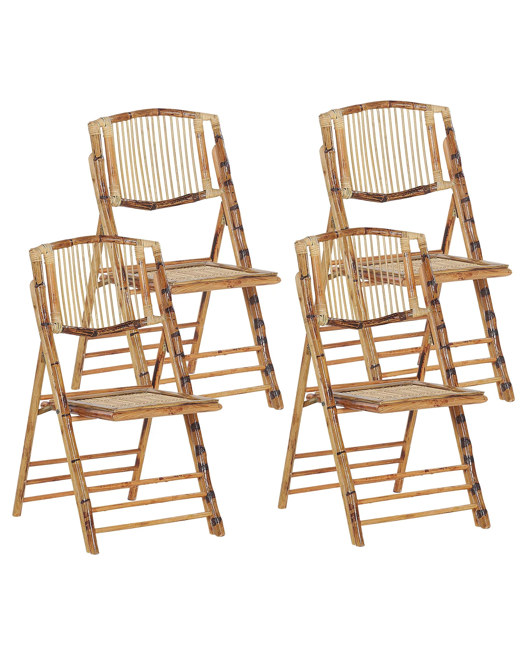 Set of 4 Dining Chairs Folding TRENTOR Bamboo Natural
