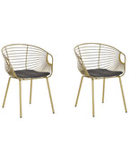 Set of 2 Dining Chairs HOBACK Metal Gold