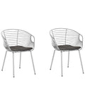 Set of 2 Dining Chairs HOBACK Metal Silver