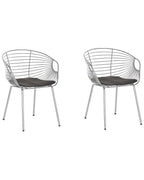 Set of 2 Dining Chairs HOBACK Metal Silver