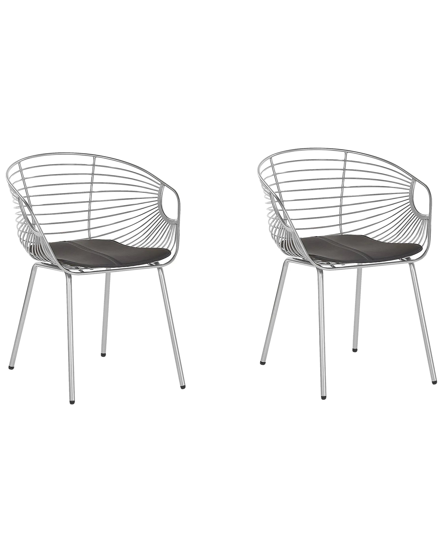 Set of 2 Dining Chairs HOBACK Metal Silver