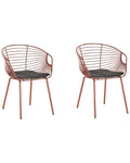Set of 2 Dining Chairs HOBACK Metal Copper