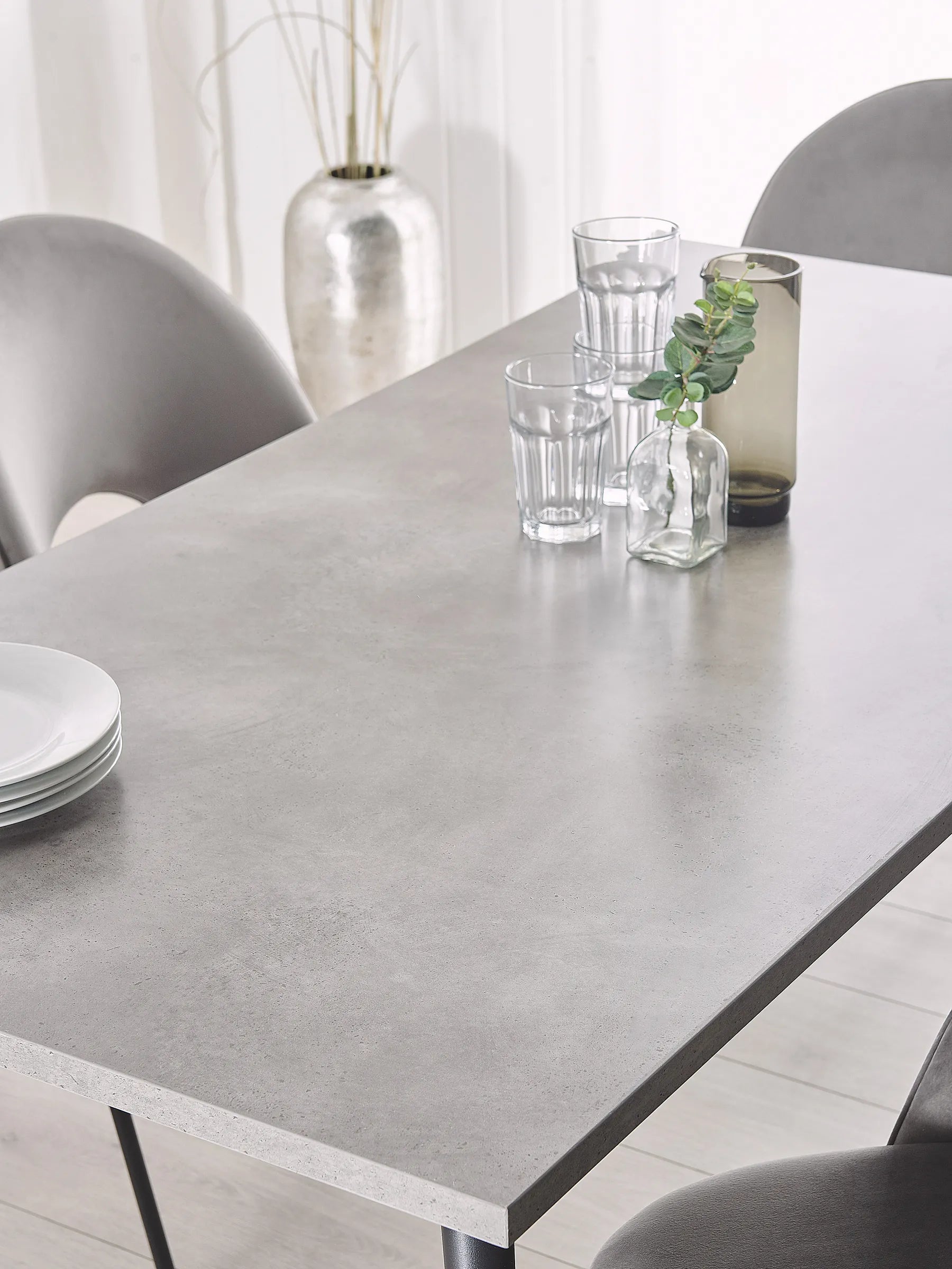 Dining Table SANTIAGO Grey Concrete Effect 160 cm 80 cm
