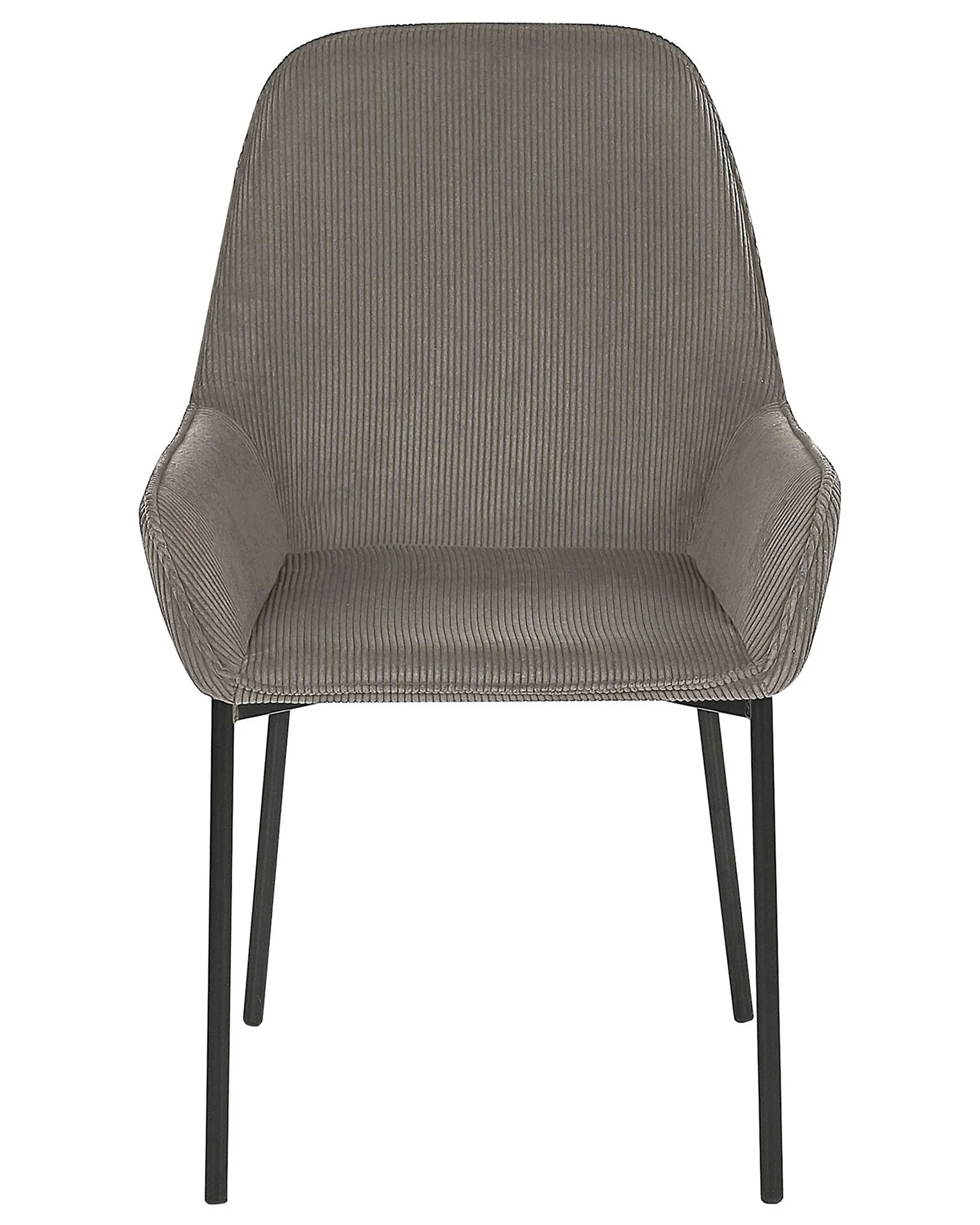 Set of 2 Dining Chairs LOVERNA Corduroy Grey